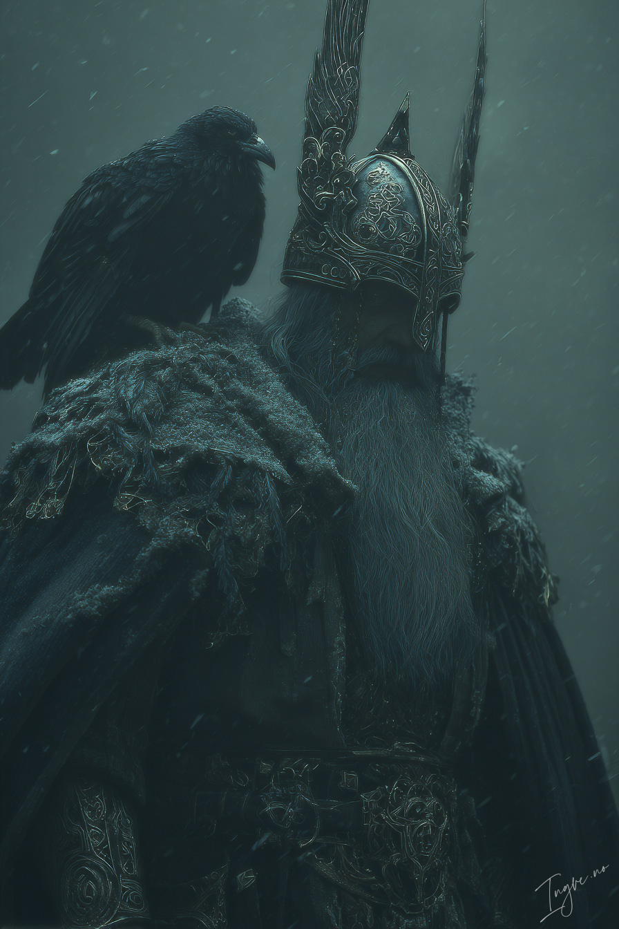 Towering Viking chieftain with raven banner ornate iron helme 2bb377ab 852d 4112 b70a a448741352d5 3