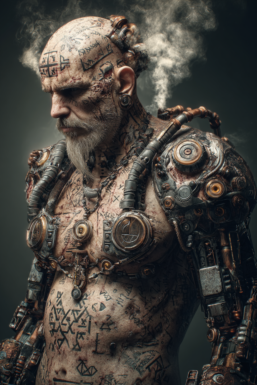 Viking berserker fused with machinery arms replaced with rota d0bbf878 184c 4e79 847f fed339f61212 3