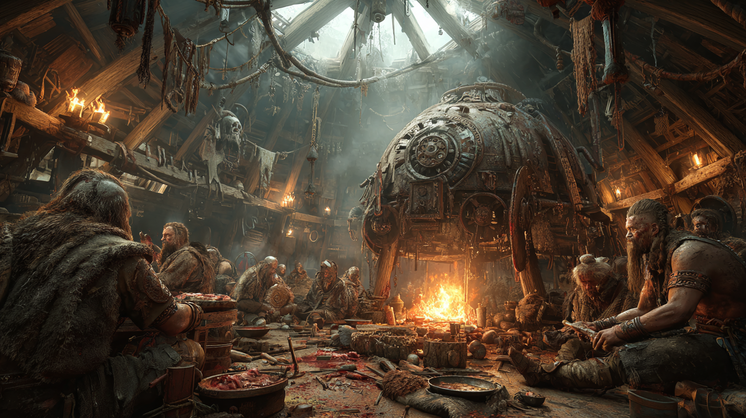 Viking longhouse filled with victorious warriors eating meat  2e234e0d 0a65 4dfd 8e41 72f624b00af8 0