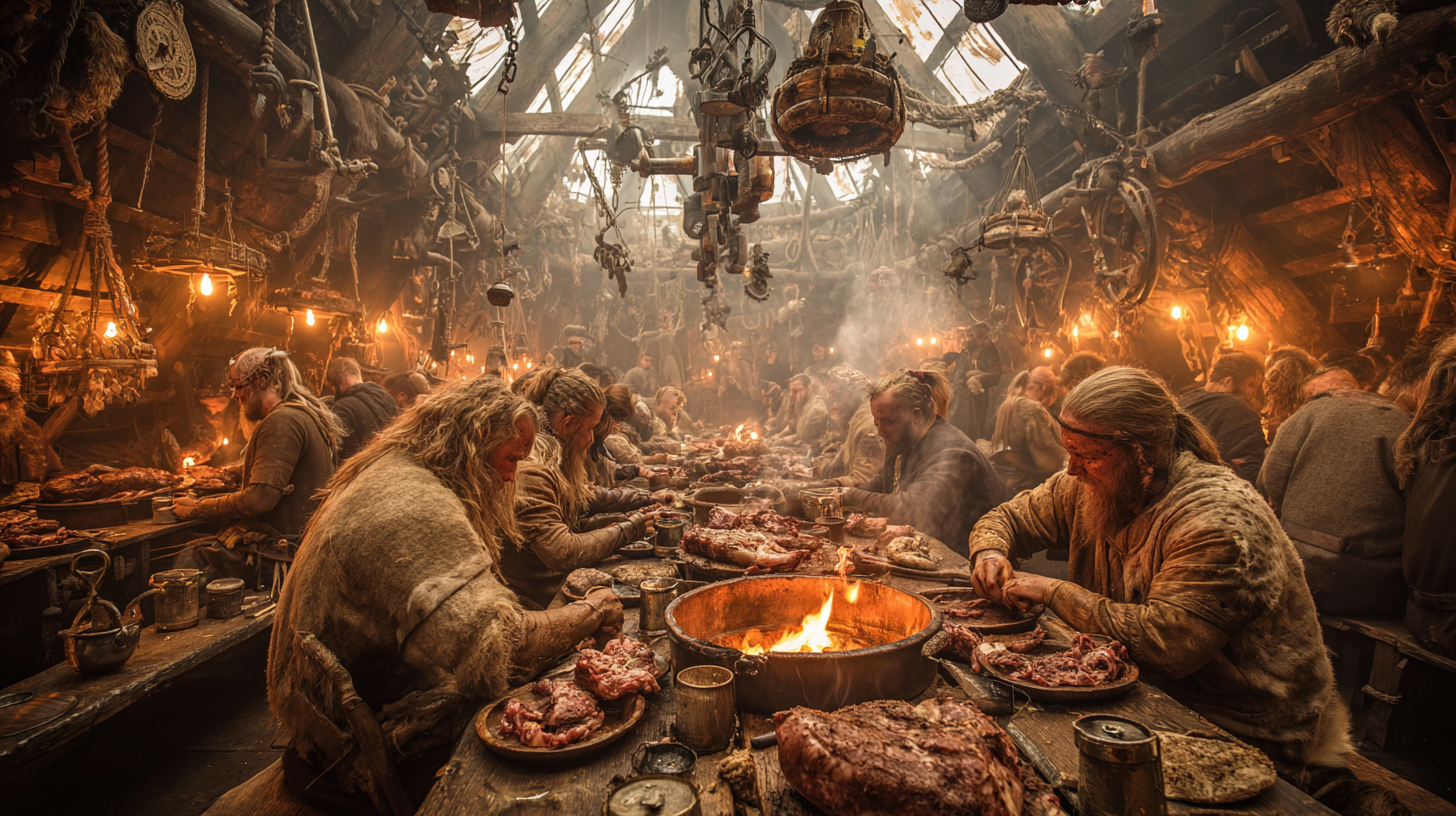 Viking longhouse filled with victorious warriors eating meat  2e234e0d 0a65 4dfd 8e41 72f624b00af8 3