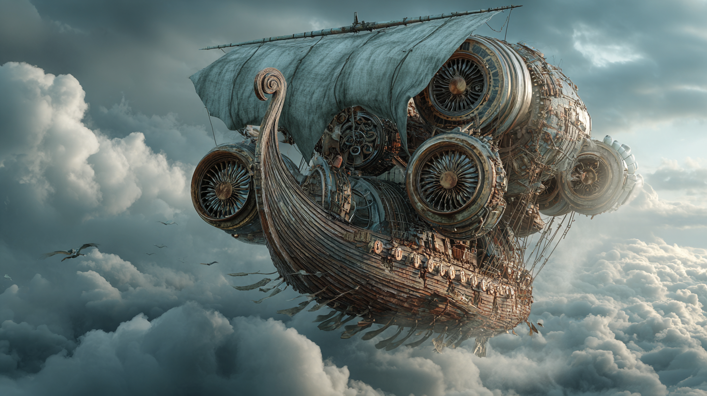 Viking longship sailing through the sky instead of water powe fb07cd73 22da 4848 9b7d 83773b9b20c3 0