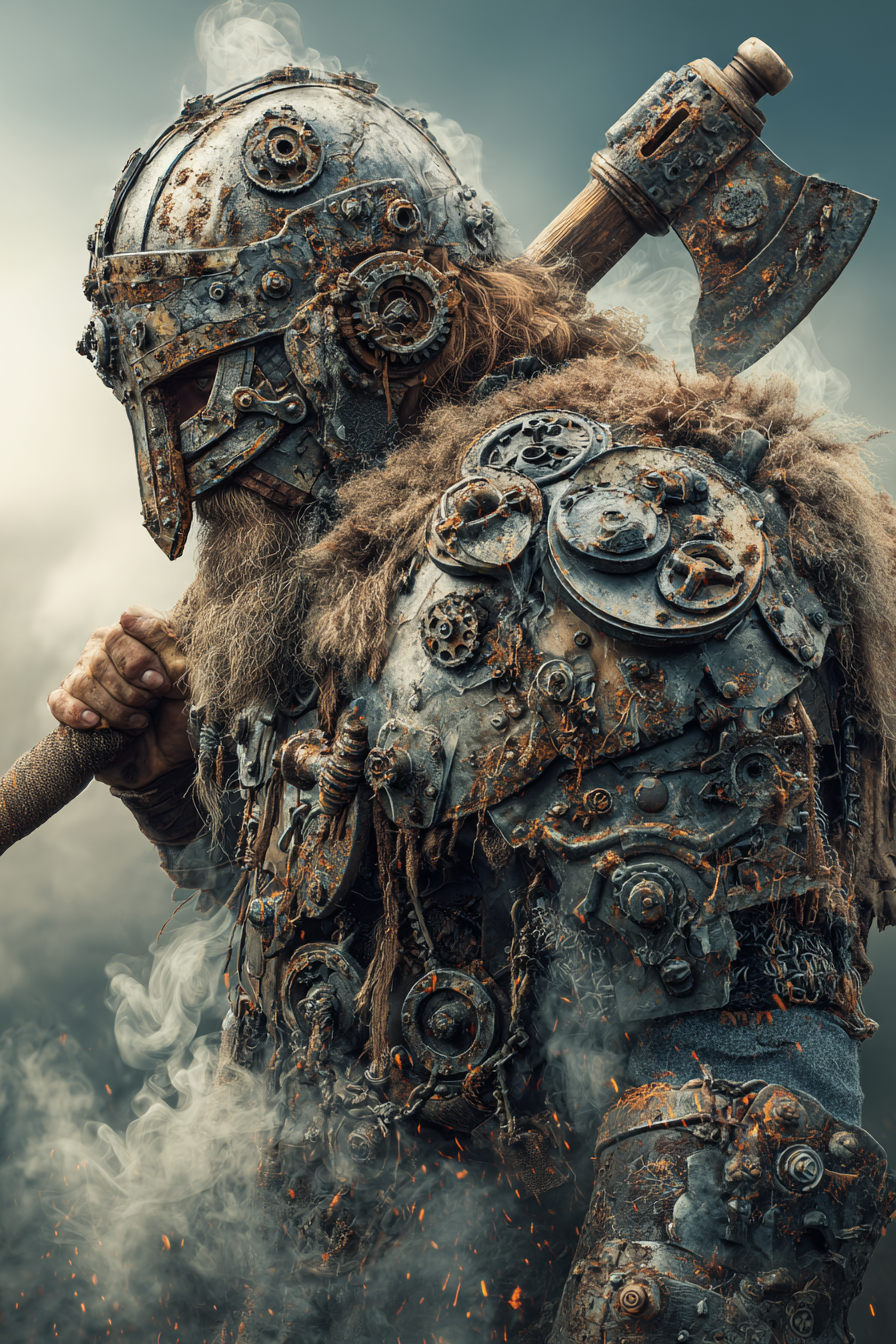 Viking warrior with an impossibly large axe powered by gears  57677338 65c0 493b aeb9 7a29ad9deef3 1