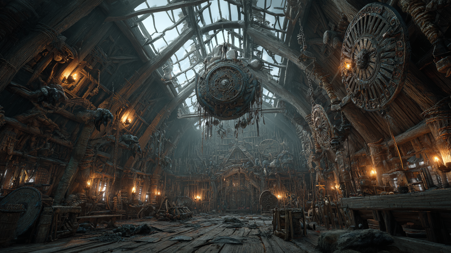 Ancient Viking longhouse filled with uneasy warriors glowing  a59c3383 5491 4f27 a85c cc4a717e31fe 2