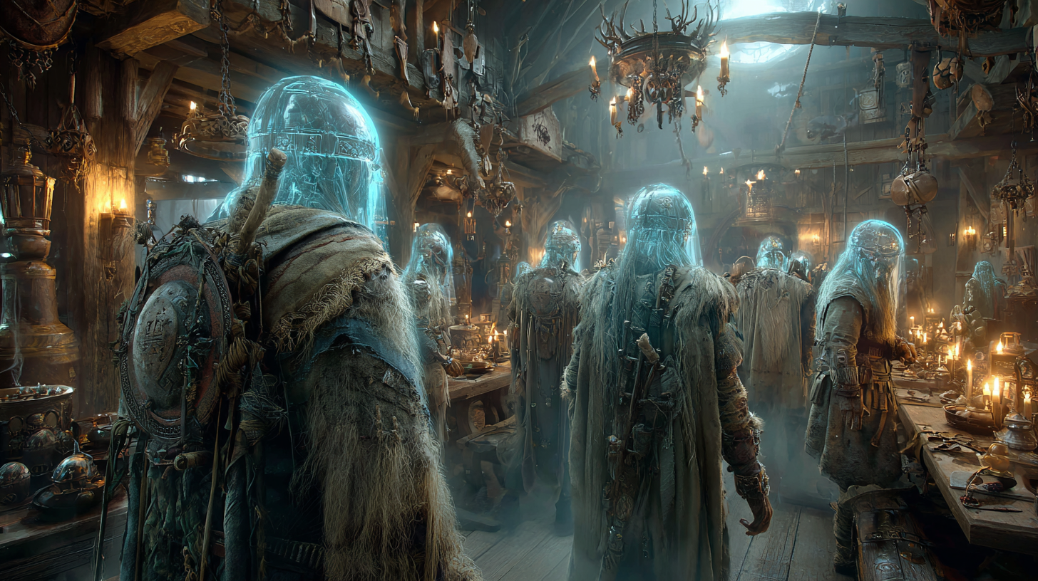 Ghostly Viking warriors entering the feast hall semi transpar 8c03f3fa 0717 487f 96aa 36d279b76eb7 3