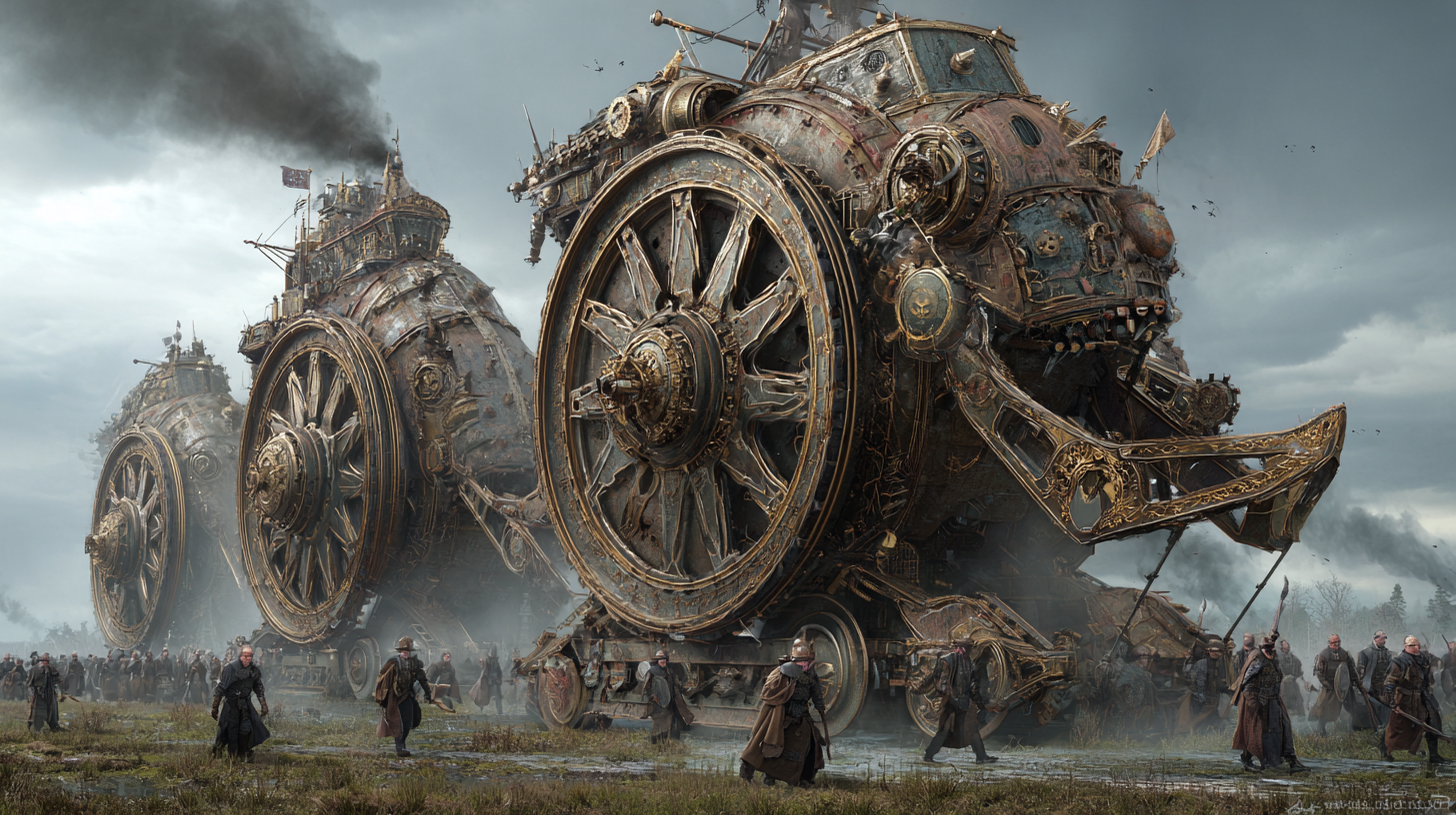 Gigantic steam powered Viking war machines breaking through e 5d4aac02 78eb 48cd a480 5270f835468b 3