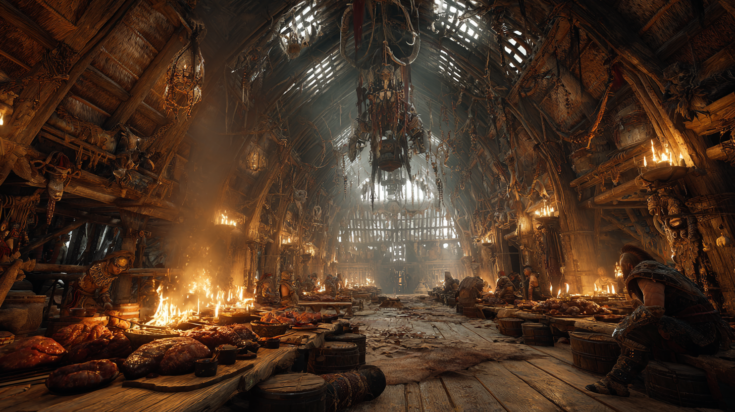 Longhouse packed with warriors shoulder to shoulder shouting  348ce45c 0469 4bae 966e f50587ffbdb8 0