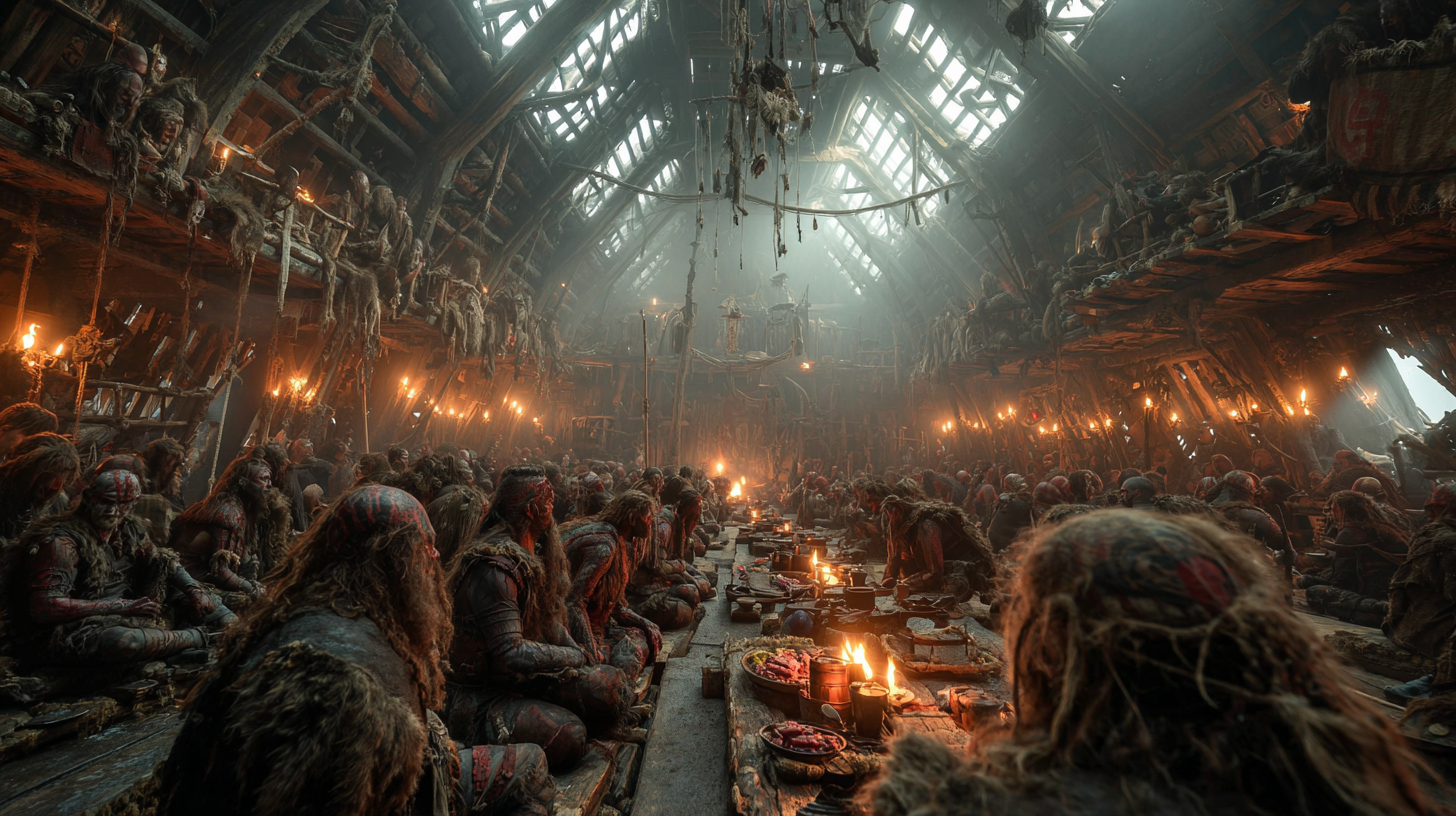 Longhouse packed with warriors shoulder to shoulder shouting  348ce45c 0469 4bae 966e f50587ffbdb8 3